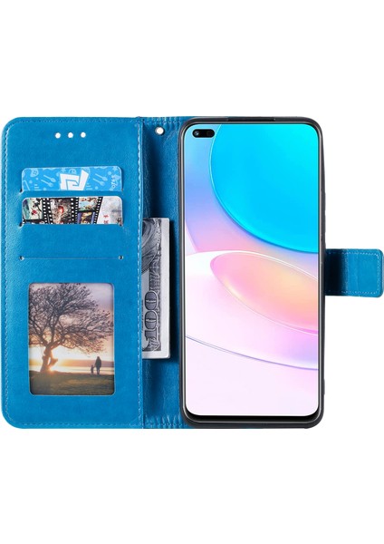 Mandala Çiçek Tam Koruma Pu Deri + Yumuşak Tpu Stand Cüzdan Telefon Kılıfı Huawei Nova 8i Için Kayış - Mor (Yurt Dışından) fırsatları