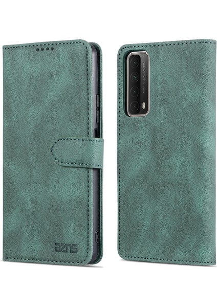 Telefon Kapağı Manyetik Kapatma Pu Deri Deri Flip Cüzdan Kılıf Stand Standı Huawei P Smart 2021 / Huawei Y7A - Kırmızı (Yurt Dışından)