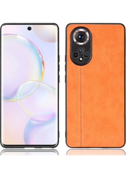 Hattı Hafif Retro Dokulu Pu Deri Kaplamalı Pc + Tpu Telefon Kapak Kılıfı Onur 50 - Kırmızı (Yurt Dışından)