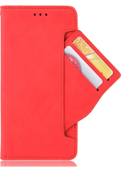 Için 60 Çoklu Kart Yuvası Akıllı Telefon Kılıfı Cüzdan Stand Pu Deri Manyetik Flip Telefon Kapağı - Kırmızı (Yurt Dışından) fiyatları