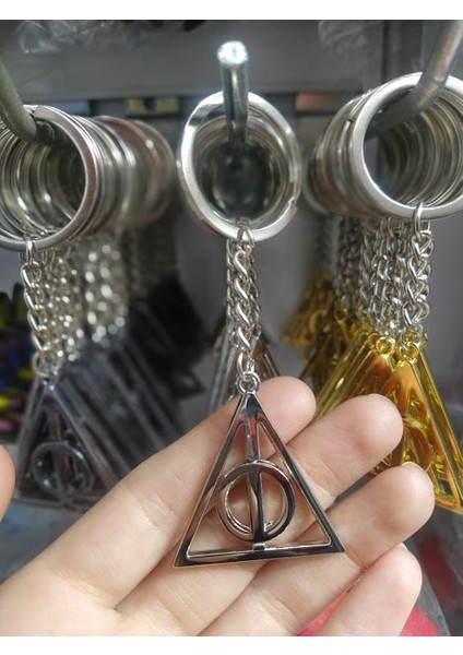 Harry Potter Ölüm Yadigarları Gümüş Rengi Anahtarlık Hediyelik Aksesuar Şık