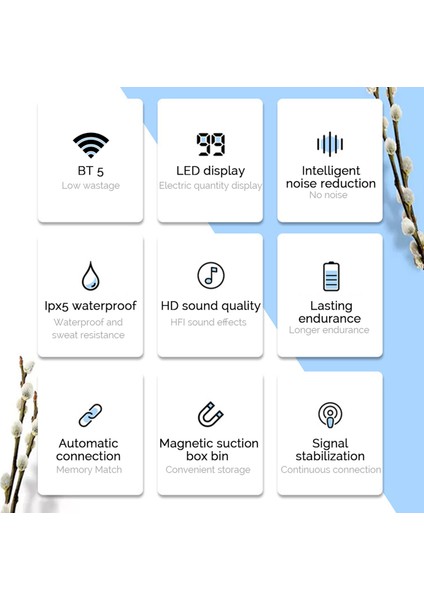 Tws Bluetooth 5.0 Kablosuz Kulaklıklar Mini Akıllı (Yurt Dışından)