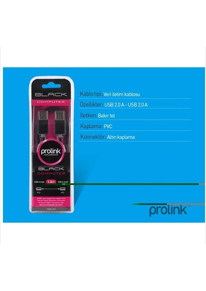 Prolink PB469-0050 0.5 Metre USB To USB Kablo, Notebook Soğutucu Kablosu, Kısa USB Kablo