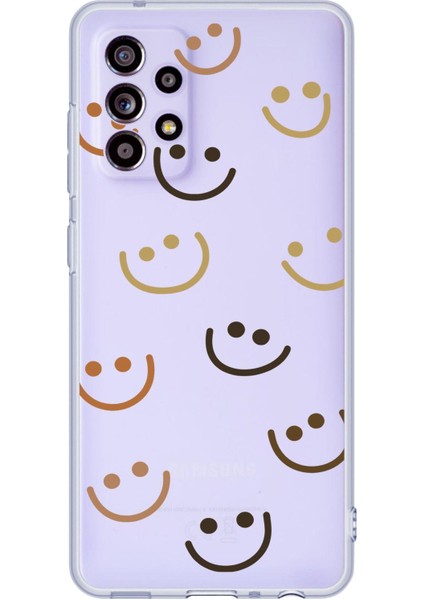 Galaxy A32 Uyumlu Smile Desenli Premium Şeffaf Silikonlu Telefon Kılıfı