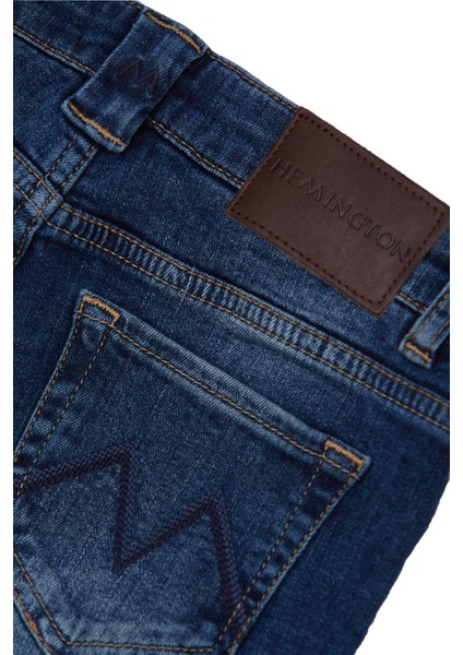 Lacivert Taşlanmış Denim Çocuk Pantolon