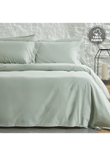 Bedding  Plain Tek Kişilik Ranforce Yıkamalı Nevresim Takımı - Adaçayı