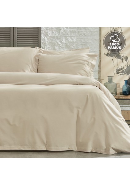 Bedding Plain Tek Kişilik Ranforce Yıkamalı Nevresim Takımı - Bej