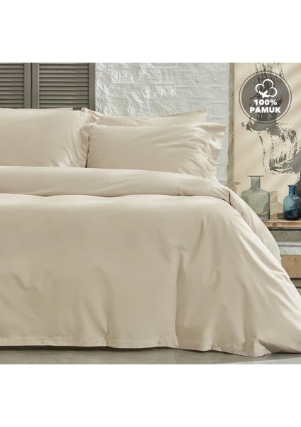 Bedding Plain  Tek Kişilik Ranforce Yıkamalı Nevresim Takımı - Bej