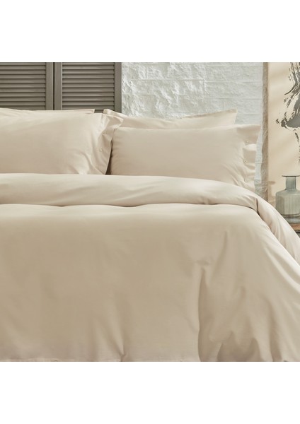 Bedding Plain Tek Kişilik Ranforce Yıkamalı Nevresim Takımı - Bej