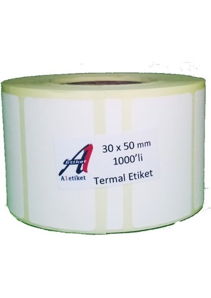 Etiket 64.000 Adet 30 x 50 Termal Barkod Etiketi 1000'li Rulo