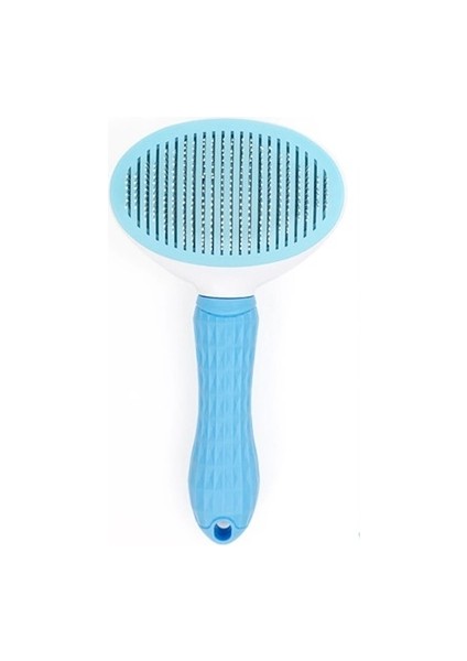 Otomatik Temizlenen Tuşlu Evcil Hayvan Fırçası Kedi Köpek Tüy Toplayıcı Tarak Mavi