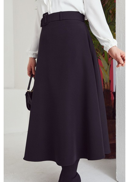 Kemerli Kloş Etek-Siyah fırsatları