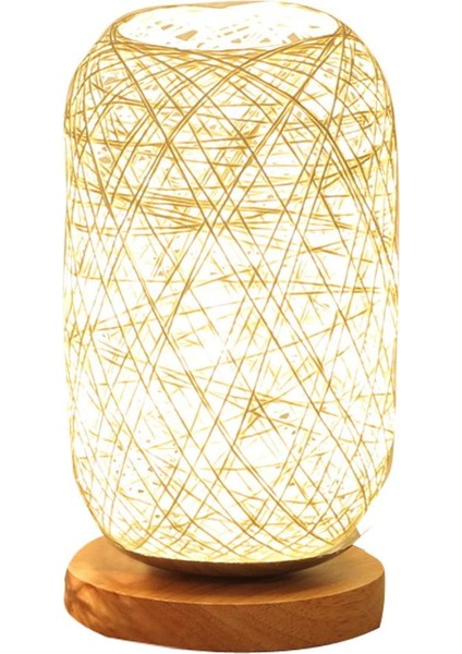 Nordic Ahşap Masa Lambası Oturma Odası Yatak Odası Başucu Lambaları Sanat Dekorasyon Masası Rattan Sicim Lamba Top Işıkları USB Şarj | Masa Lambaları(Yurt Dışından)