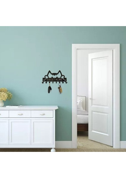Duvar Montajı Için Anahtarlık Ev Dekoratif Kanca Raf Metal Askı Ön Kapı Mutfak Banyo fırsatları