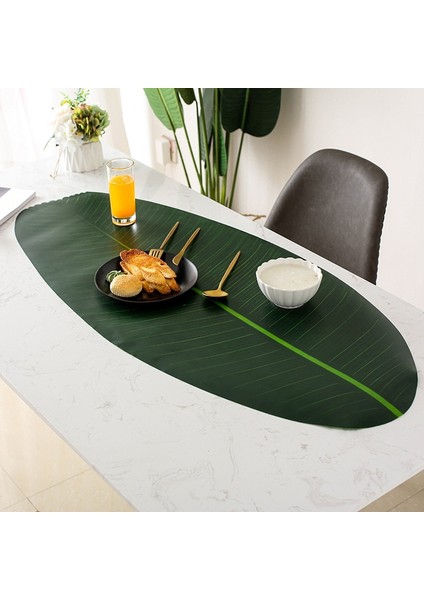 Aşırı Boyutu Eva Yaprak Masa Mat Tropikal Yağmur Ormanları Muz Yaprağı Placemat Coaster Masa Örtüsü Su Geçirmez Yağlı Kupa Paspaslar | Mats pedler (Yeşil) fiyatları