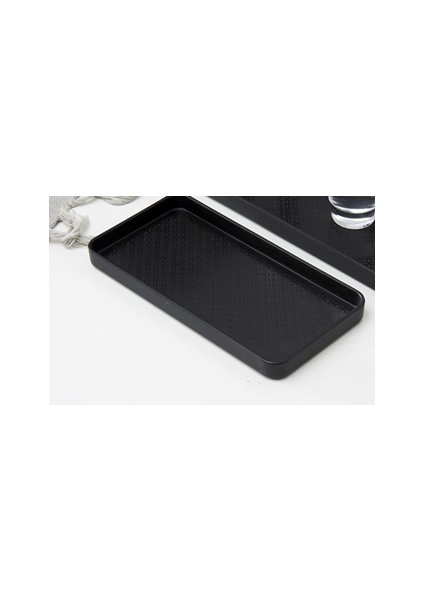 Küçük Dikdörtgen Plastik Çay Tepsisi Depolama Servis Tepsi Oturma Odası Ev Su Kupası Plaka Otel / Home | Depolama Tepsileri (Black-S) modelleri