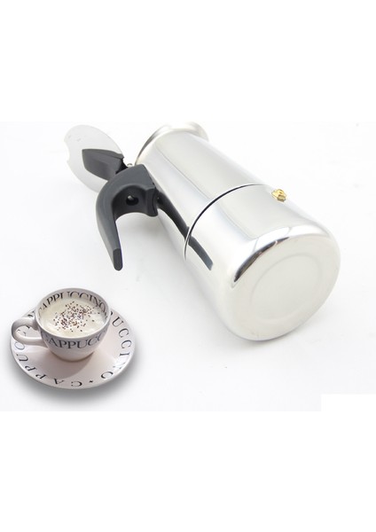1 Adet Klasik Paslanmaz Çelik Bar Percolator Ofis Aile Kahve Makinesi Pot Espresso Maker