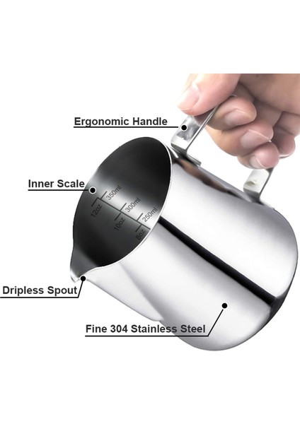 600 ml Paslanmaz Çelik Süt Köpürtme Sürahi Espresso Kahve Barista Kolu Zanaat Latte Cappuccino Kahve Süt Kupa Bardak Tencere | Kahve Kapları(Yurt Dışından)