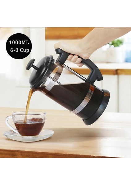 1000 ml Kahve Brewing Pot Fransız Filtresi Çay Brewer Cezve Kahve Makinesi Su Isıtıcısı Ev El Punch Pot Basit Basınç Tenceresi | Ceza Salonları