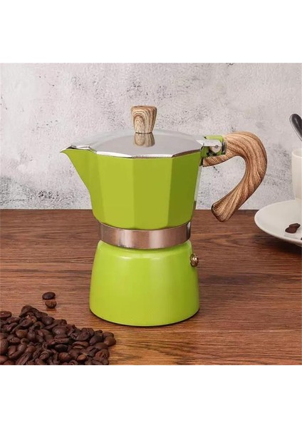 1 Adet Alüminyum Italyan Moka Espresso Kahve Makinesi Filtre Soba Pot 3 Bardak Yeşil | Coffee Tencere