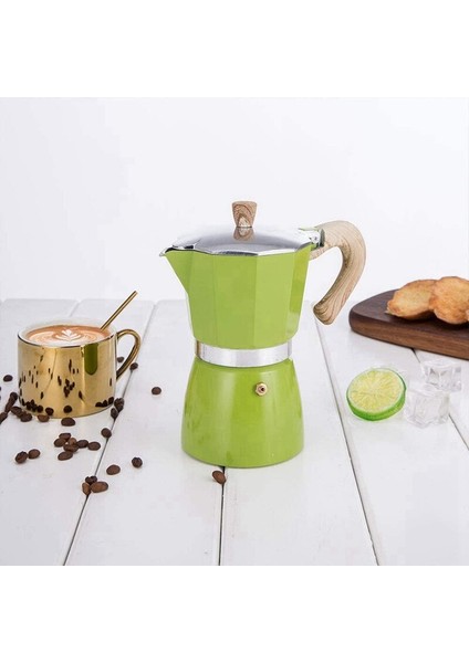 1 Adet Alüminyum Italyan Moka Espresso Kahve Makinesi Filtre Soba Pot 3 Bardak Yeşil | Coffee Tencere