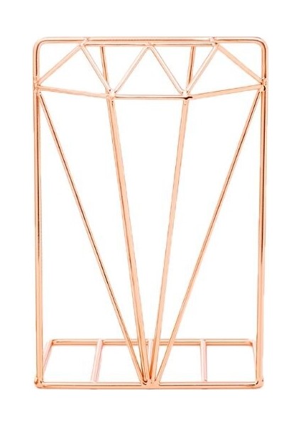 Yaratıcı Elmas Şekilli Metal Bookends Danışma Organizatör Kitap Destek Standı Depolama Tutucu Raf | Bookendends