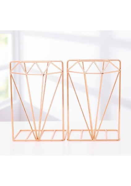 Yaratıcı Elmas Şekilli Metal Bookends Danışma Organizatör Kitap Destek Standı Depolama Tutucu Raf | Bookendends