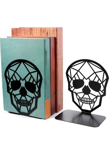 2 Paket Kafatası Tasarım Siyah Bookend, Raflar Için Kitap Sonu Kitaplar, Kitap Raf Tutucu Ev Ofis Dekoratif Masaüstü Organizatör | Bookends(Yurt Dışından)