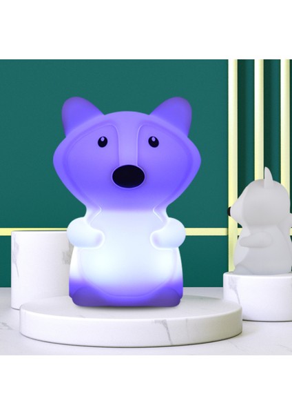 Tilki Lambası USB Karikatür Silikon Rgb Çocuklar Çocuklar Için LED Gece Işık Bebek Hediye | LED Gece Işıkları