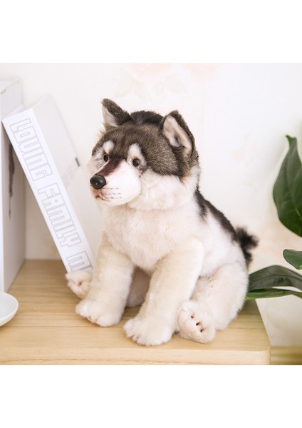 Gerçekçi Kurt Köpek Husky Yavru Peluş Dolması Hayvan Bebek Bebek Çocuk Kurt Lover Doğum Günü Hediyesi Ev Dükkanı Dekorasyon | Doldurulmuş ve peluş Hayvanlar