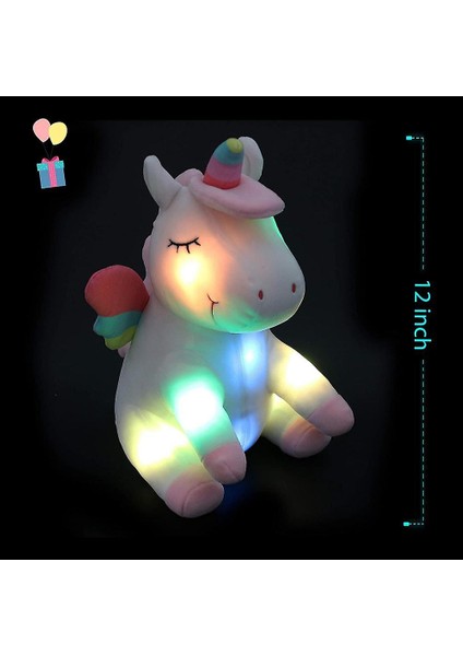 Unicorn Yumuşak Peluş Oyuncak LED - Beyaz (Yurt Dışından)