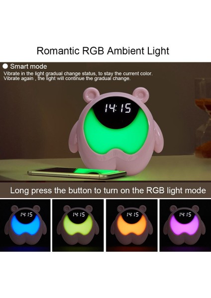 Sevimli Ayı Başucu Çalar Saat Gece Lambası Rgb Uyandırma Işıkları Hareket Sensörü Müzik Lambası Çocuklar Için Hediyeler Bebek Çocuk Yatak Odası Dekor | Gece Işıkları