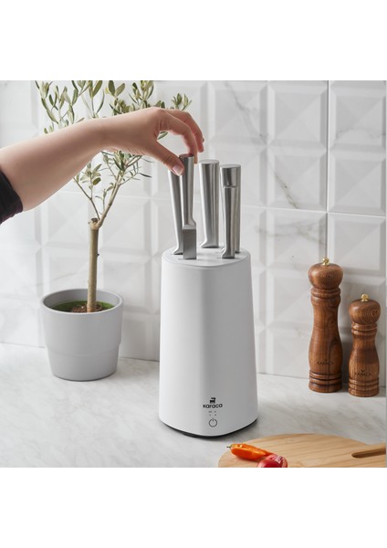 Meister Sterilizer Standlı Bıçak Seti Beyaz