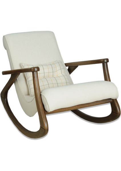 Ekol Ceviz Krem Ahşap Sallanan Sandalye Dinlenme Emzirme Baba Tv Okuma Uzanma Koltuğu Berjer