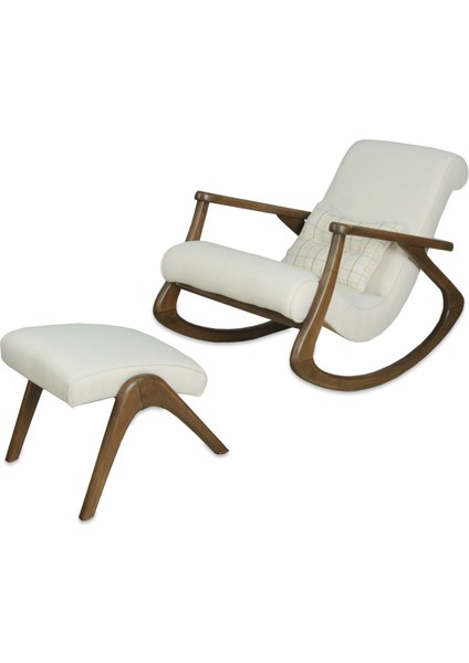 Ekol Ceviz Krem Ahşap Sallanan Sandalye Dinlenme Emzirme Baba Tv Okuma Uzanma Koltuğu Berjer fiyatları