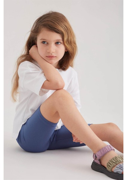 Kız Çocuk Disco Biker Tayt (Indigo)