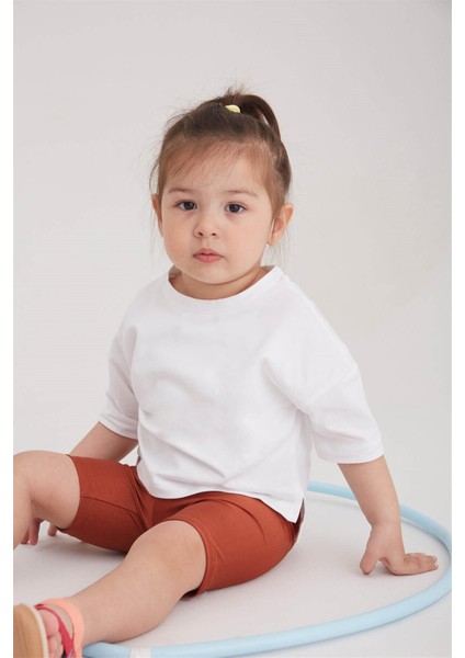 Kız Çocuk Disco Biker Tayt (Kiremit)