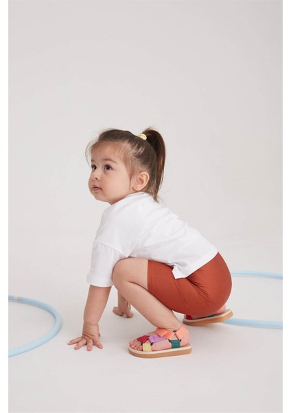 Kız Çocuk Disco Biker Tayt (Kiremit) modelleri