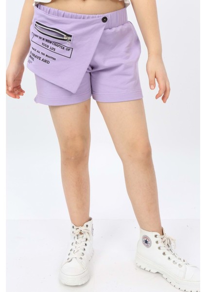 Toontoy Kız Çocuk Önü Süs Cepli Şort