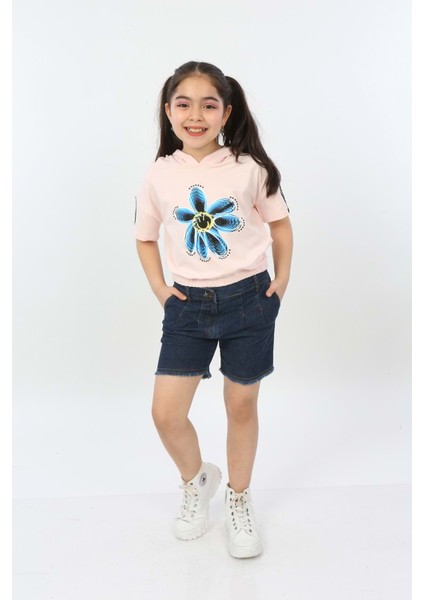 Toontoy Kız Çocuk Önü Çiçek Baskılı Tişört