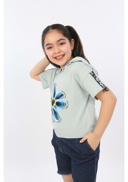 Toontoy Kız Çocuk Önü Çiçek Baskılı Tişört modelleri