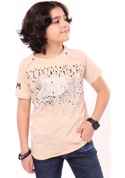 Toontoy Erkek Çocuk Racing Team Yazılı Barkod Baskılı Tişört