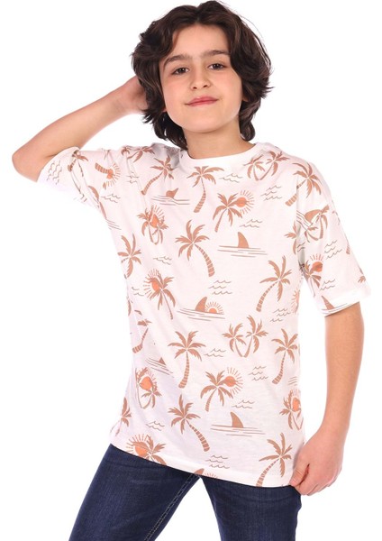 Toontoy Erkek Çocuk Palmiya Ağacı Baskılı Tişört