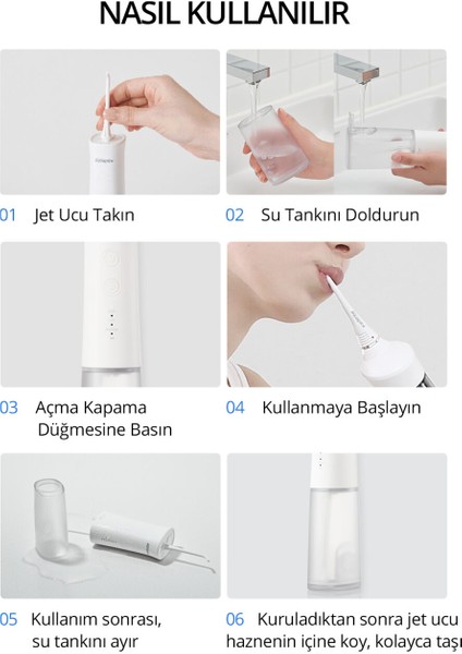 AQ-205 Şarjlı Taşınabilir Seyahat Tipi Ağız Duşu