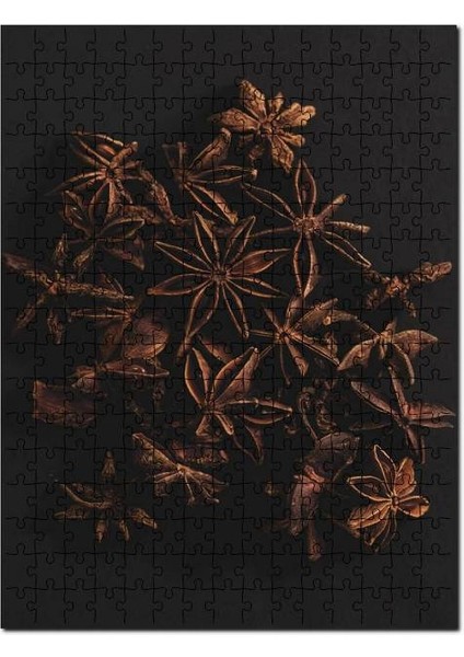 Anason Çiçekleri Karanlık Arkaplan 120 Parça Puzzle Yapboz Mdf (Ahşap)