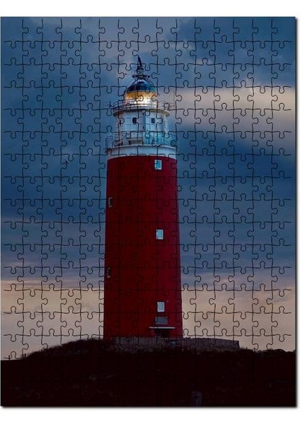Deniz Feneri ve Günbatımında Bulutlu Gökler 120 Parça Puzzle Yapboz Mdf (Ahşap)