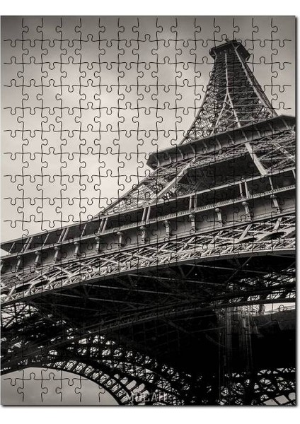 Eyfel Kulesi Paris Fransa Gri Görsel 120 Parça Puzzle Yapboz Mdf (Ahşap)