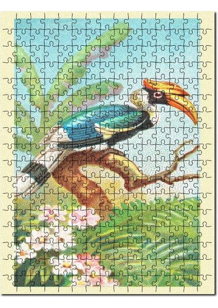 Casqued Hornbill Kuş Görseli 120 Parça Puzzle Yapboz Mdf (Ahşap)