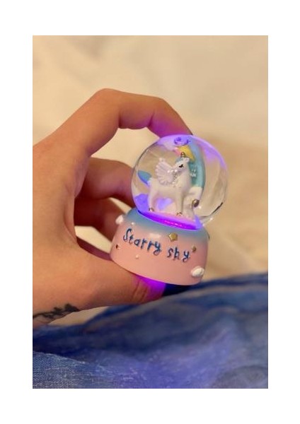 Unicorn Starry Sky Işıklı Mini Kar Küresi