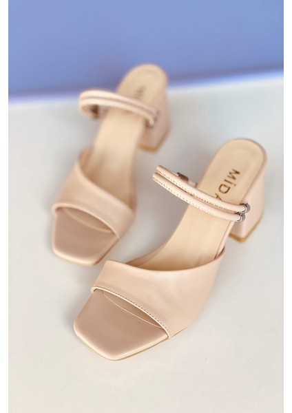 Ten Deri Iki Kemerli Topuklu Ayakkabı